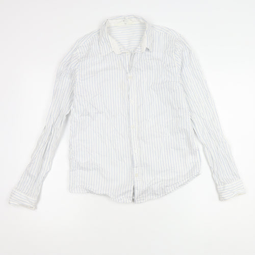 H&M Girls White Striped Button-Up Shirt 13-14 Years