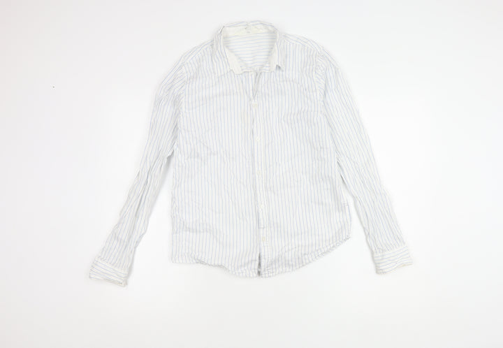 H&M Girls White Striped Button-Up Shirt 13-14 Years