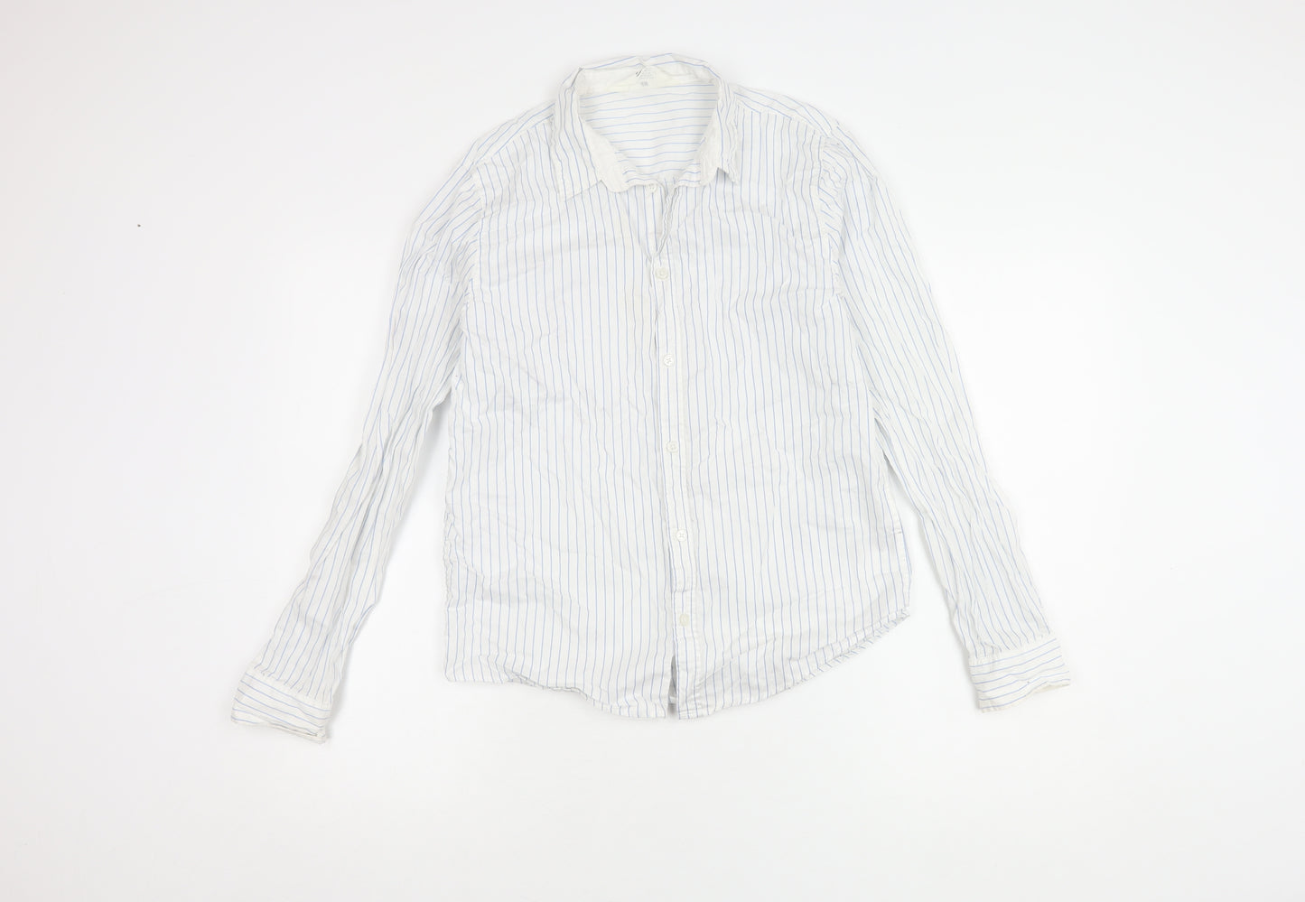 H&M Girls White Striped Button-Up Shirt 13-14 Years