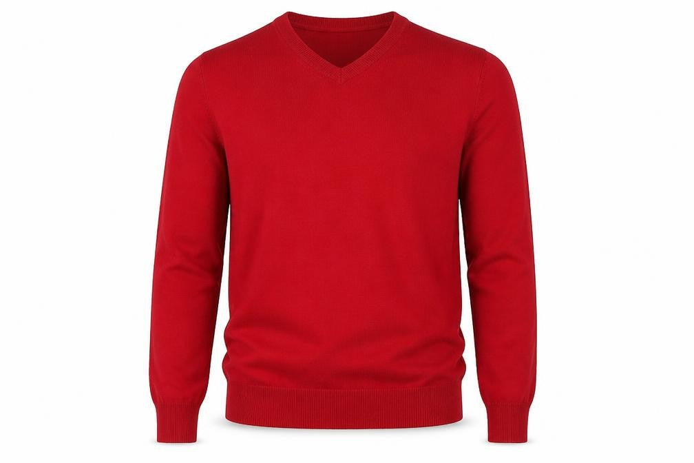 Front view of Pierre Cardin Men's Red V-Neck jumper M