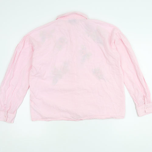 Topshop Women's Pink Embroidered Button-Up Shirt