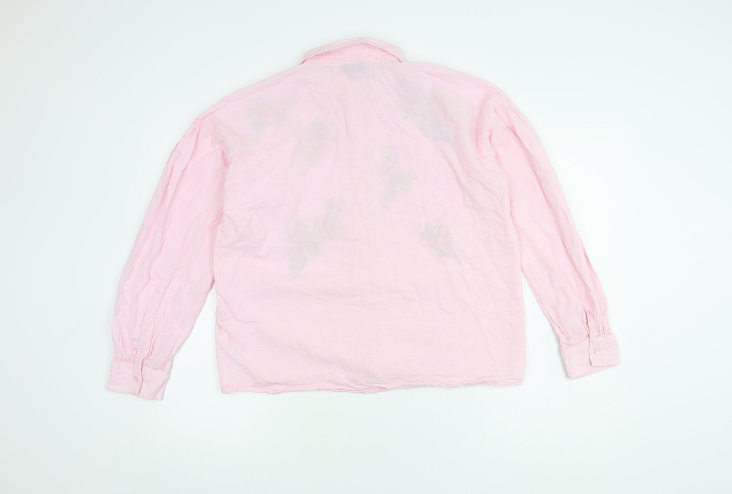 Topshop Women's Pink Embroidered Button-Up Shirt