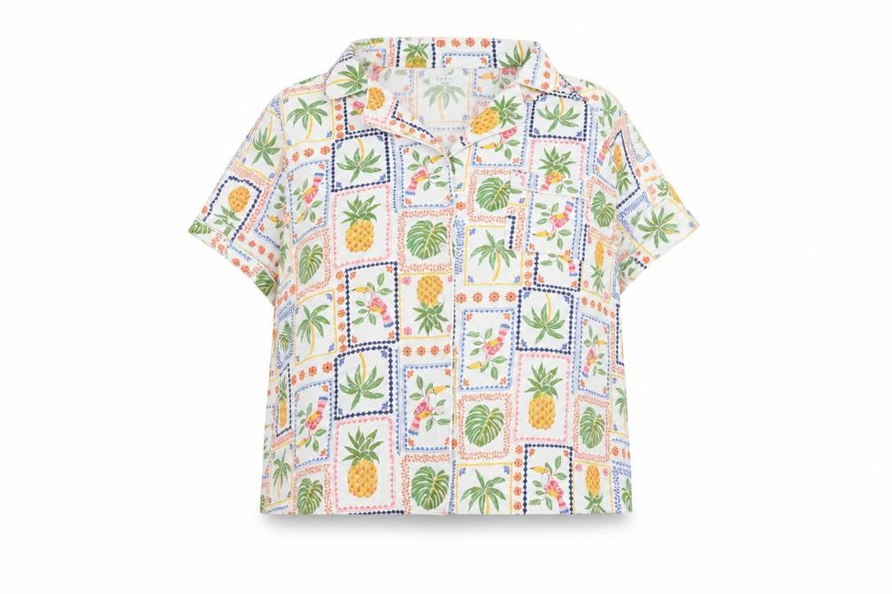 Front view of Simply Be Women's Tropical Pyjama Top, size 24/26
