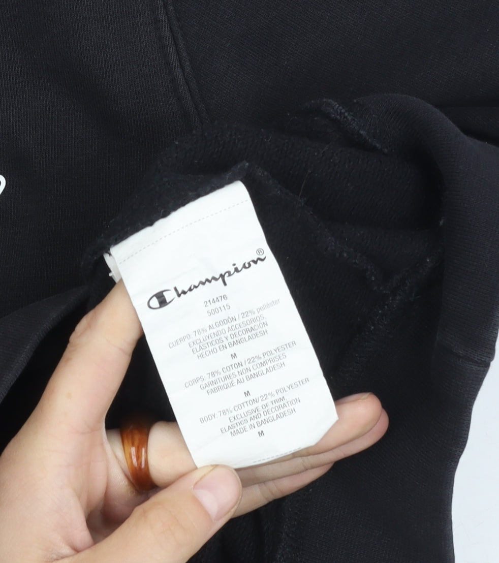 Champion Men's Black Pullover Hoodie M Logo