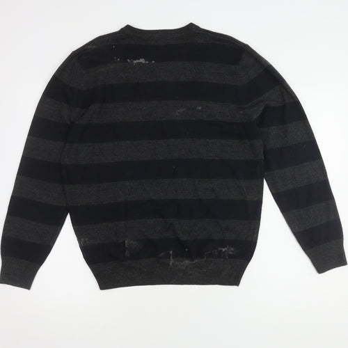 Thomas Nash Men's Multicoloured Striped Henley Jumper M