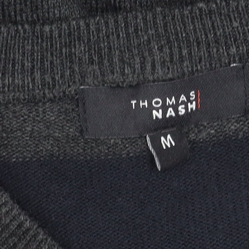 Thomas Nash Men's Multicoloured Striped Henley Jumper M