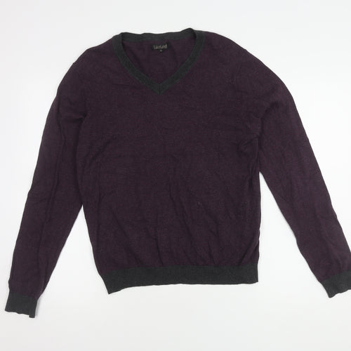 Lakeland Men's Purple V-Neck Pullover Jumper - M