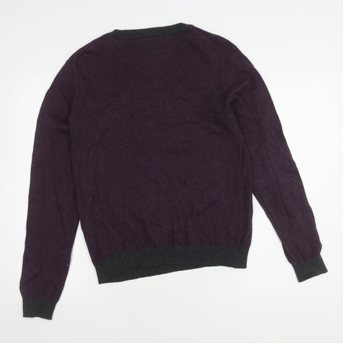 Lakeland Men's Purple V-Neck Pullover Jumper - M
