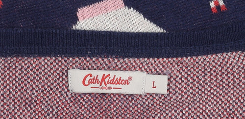 Cath Kidston Women's Blue Teapot Pattern Pullover Jumper L