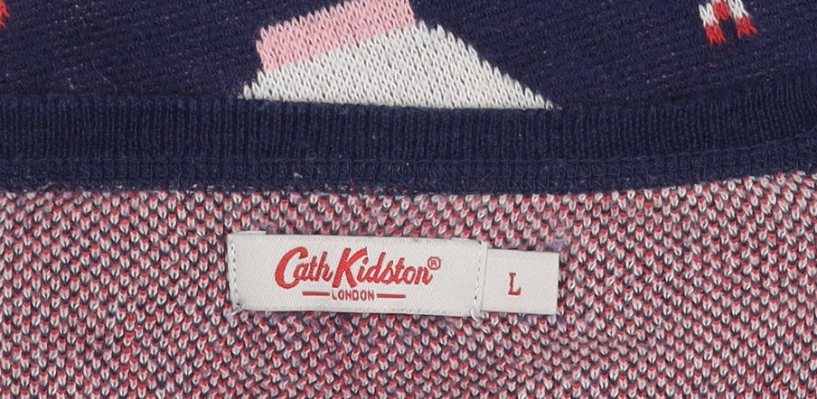Cath Kidston Women's Blue Teapot Pattern Pullover Jumper L