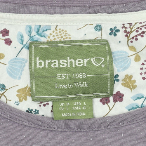 Brasher Women's Purple T-Shirt, Size 14, Short Sleeve, Casual