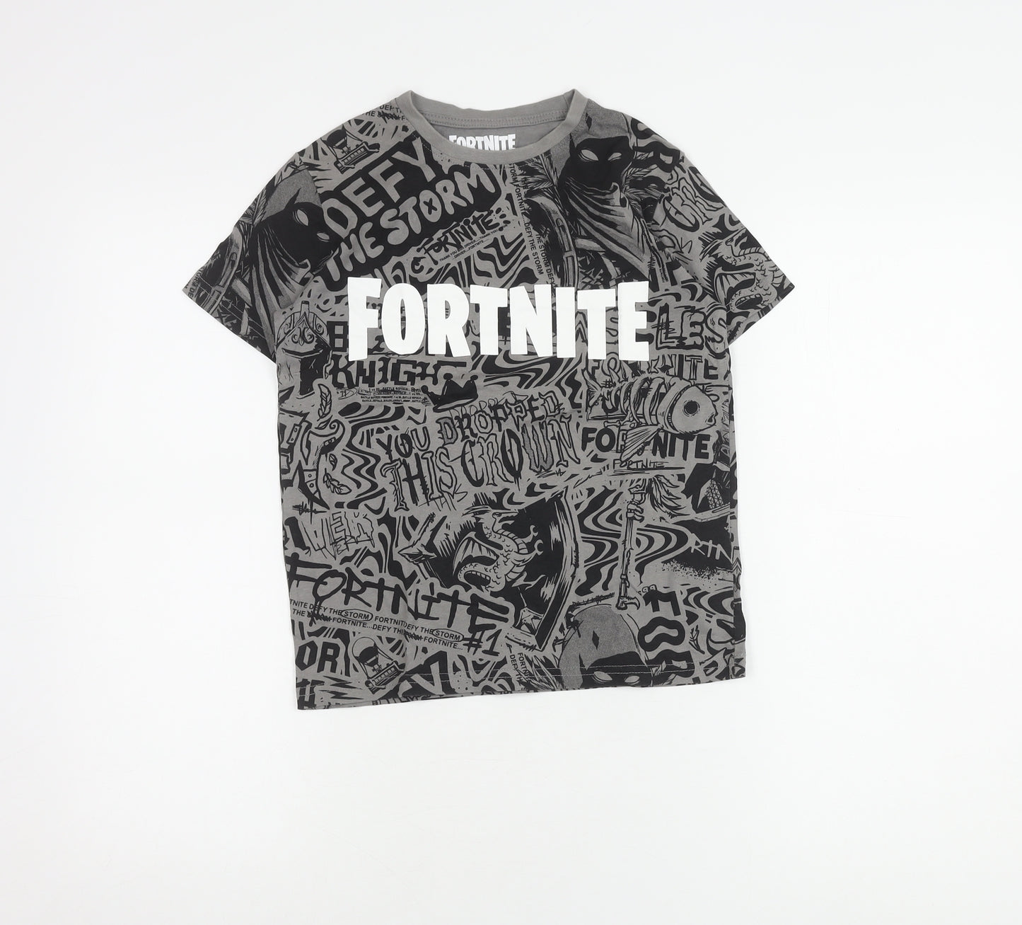Fortnite Boys Grey Graphic Print T-Shirt, Size M