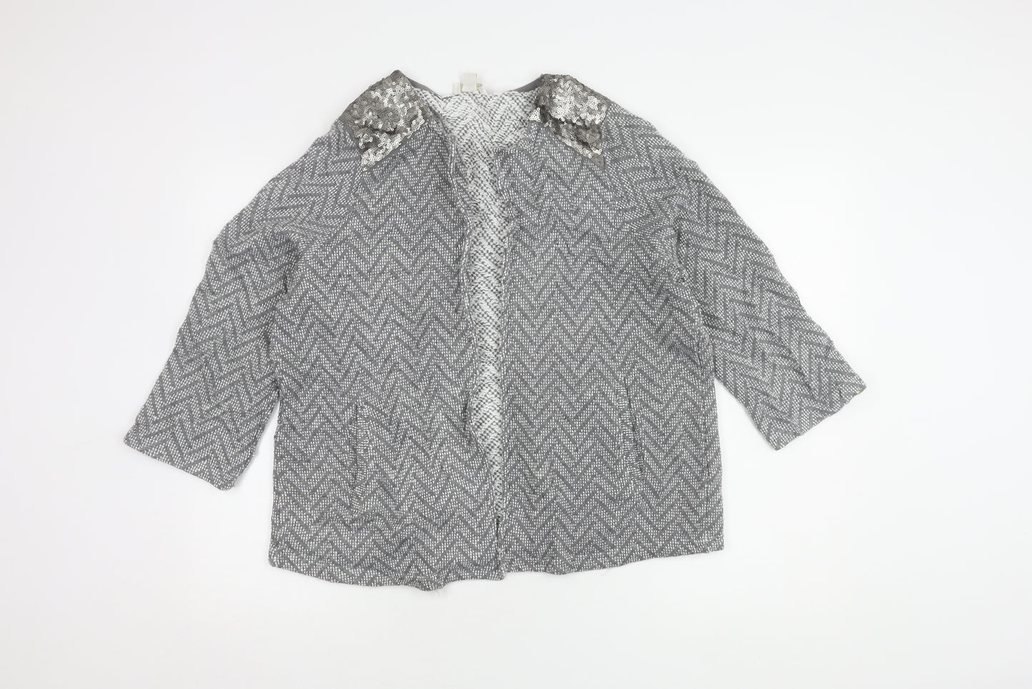 Monsoon Women's Grey Sequin Cape Jumper UK 18