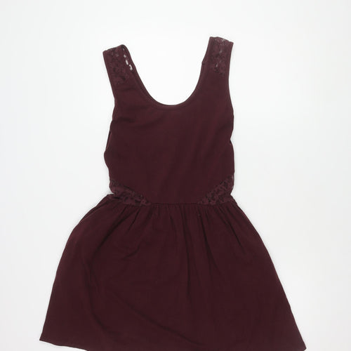 Superdry Women's Red Pinafore Dress M Cotton Lace