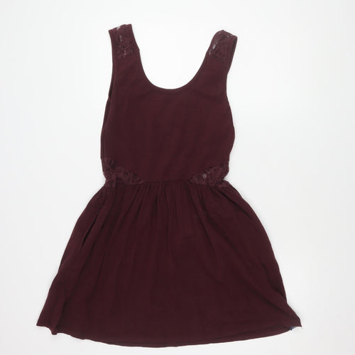 Superdry Women's Red Pinafore Dress M Cotton Lace