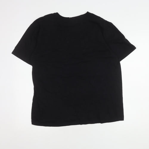 Disney Women's Black T-Shirt L 100% Cotton Bow Print