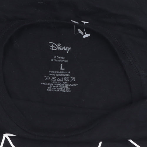 Disney Women's Black T-Shirt L 100% Cotton Bow Print