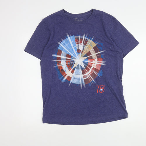 Disney Store Men's Blue Captain America Graphic T-Shirt M
