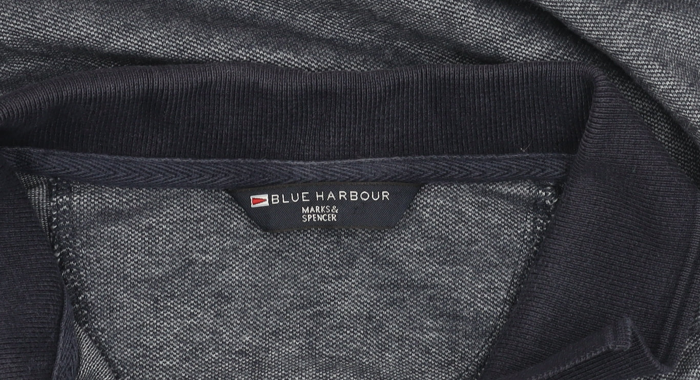 Marks & Spencer Men's Navy Long Sleeve Polo L
