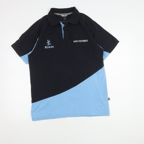 Kukri Men's Black Blue Polo Shirt S Sports Collared