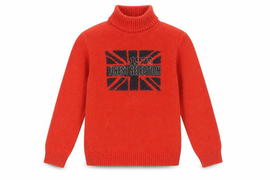 Front view of Vertbaudet girls’ red roll neck jumper 10 years