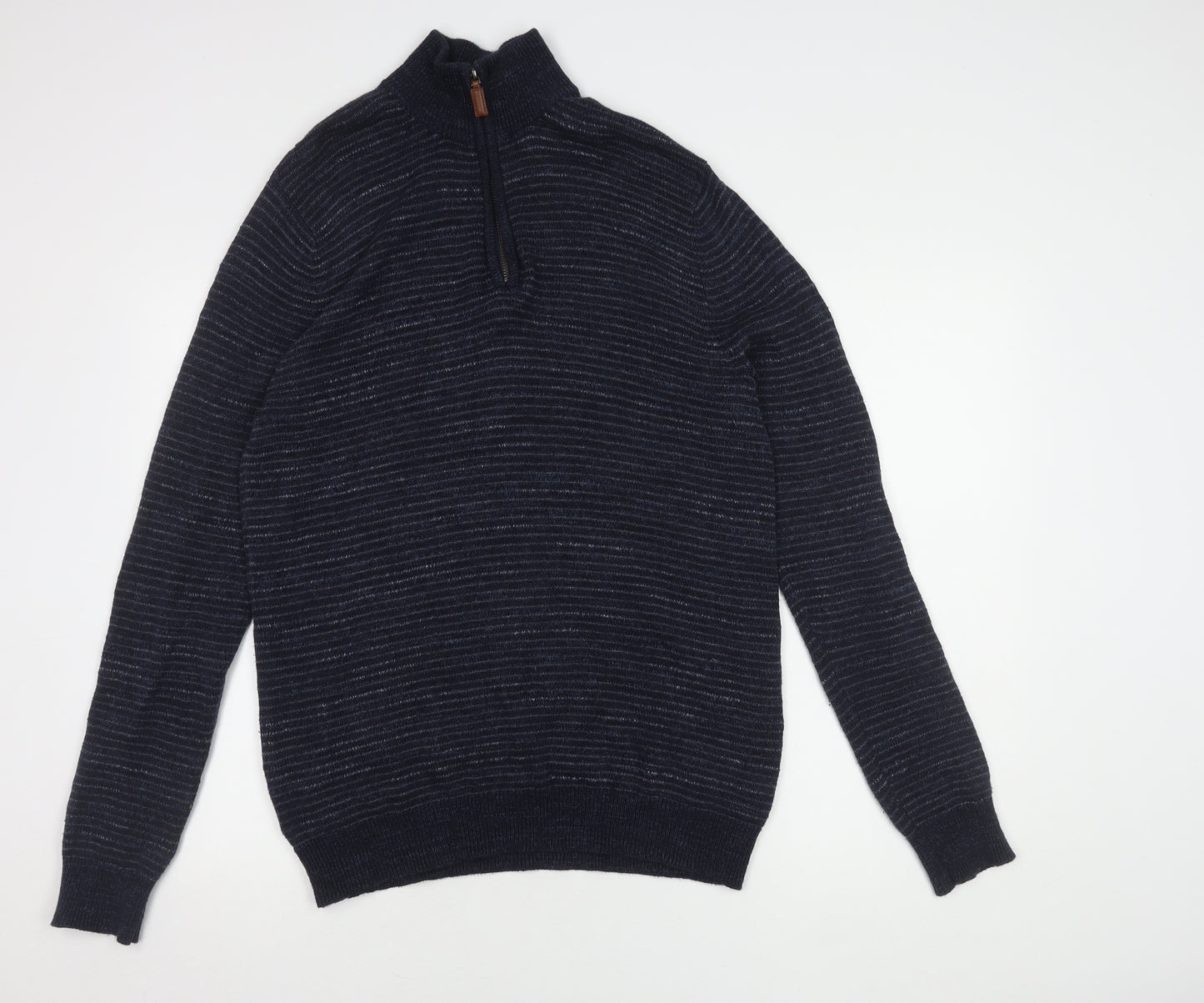 Racing Green Men's Blue M High Neck Full Zip Jumper