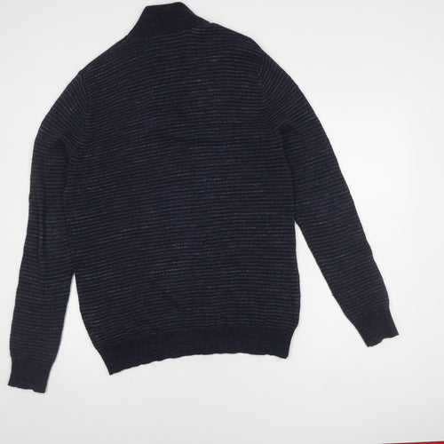 Racing Green Men's Blue M High Neck Full Zip Jumper