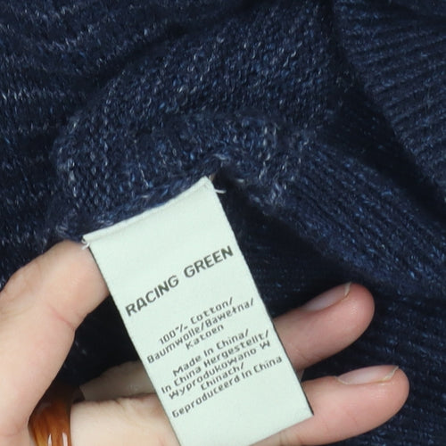 Racing Green Men's Blue M High Neck Full Zip Jumper