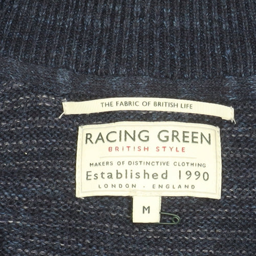 Racing Green Men's Blue M High Neck Full Zip Jumper