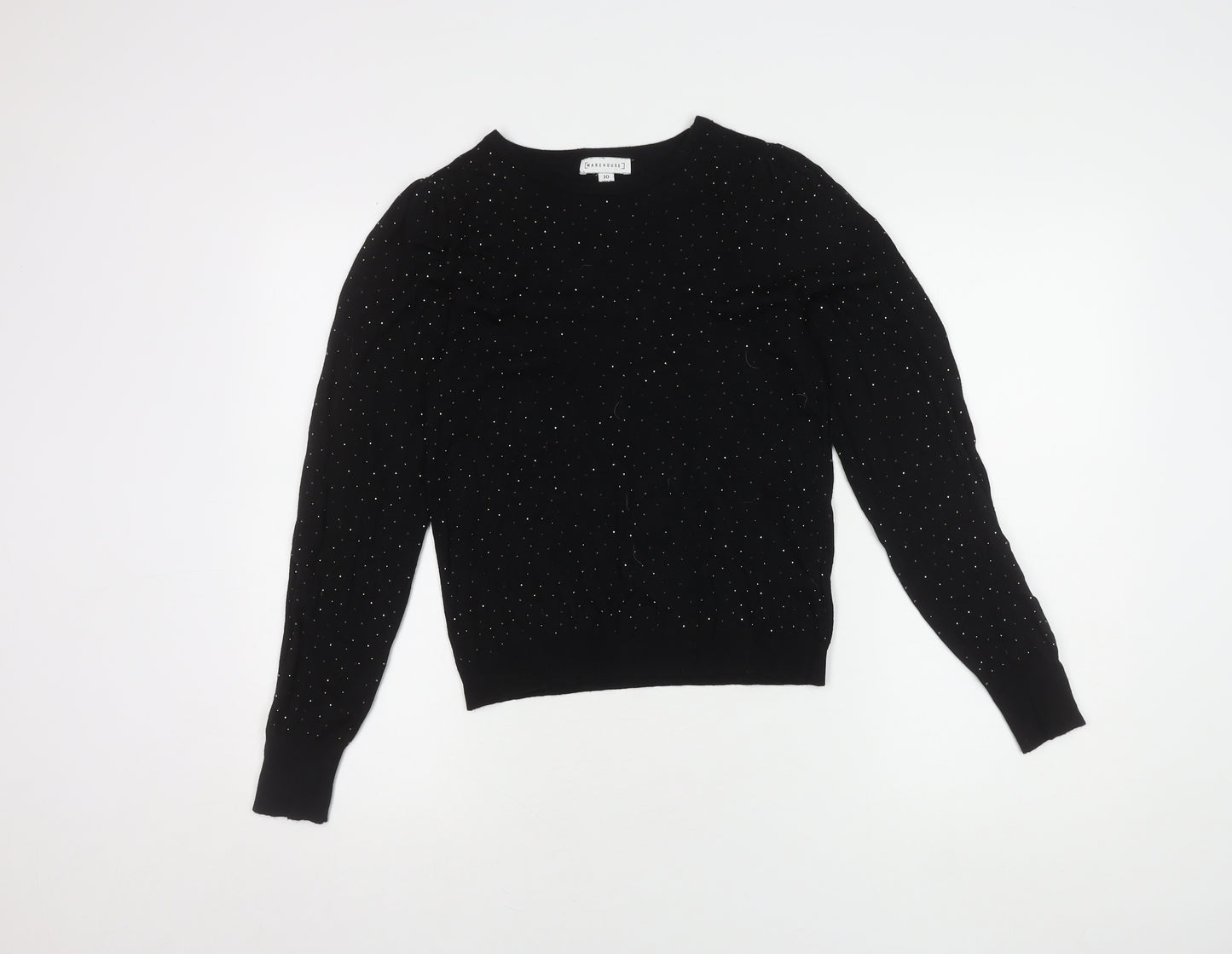 Warehouse Women's Black Studded Pullover Jumper Size 10