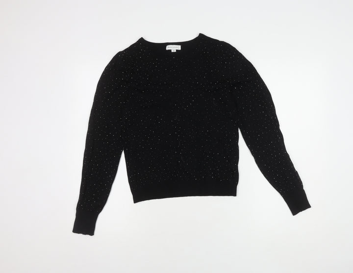 Warehouse Women's Black Studded Pullover Jumper Size 10