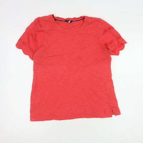 Joules Women's Red Cotton T-Shirt UK 10 Casual