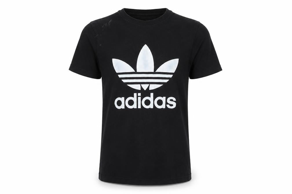 Front view of Adidas Men's Black Graphic Print T-Shirt, size S