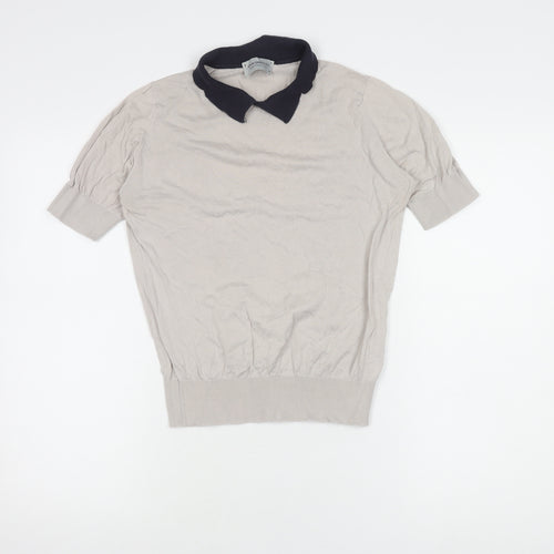 John Smedley Unisex Beige Polo Shirt, M, 100% Cotton, Excellent