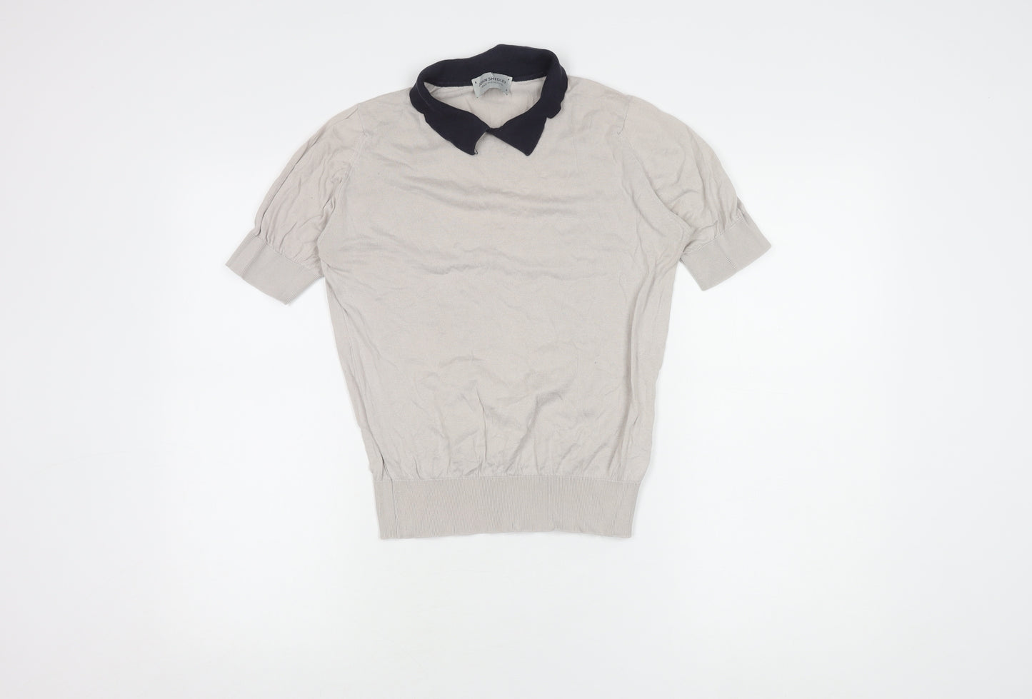 John Smedley Unisex Beige Polo Shirt, M, 100% Cotton, Excellent