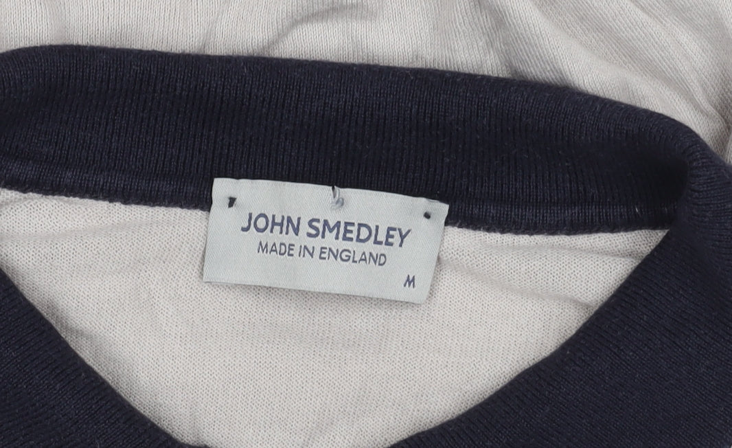 John Smedley Unisex Beige Polo Shirt, M, 100% Cotton, Excellent