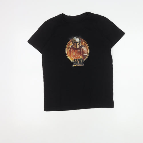 Star Wars Boys Black T-Shirt 11-12 Years Mandalorian Graphic