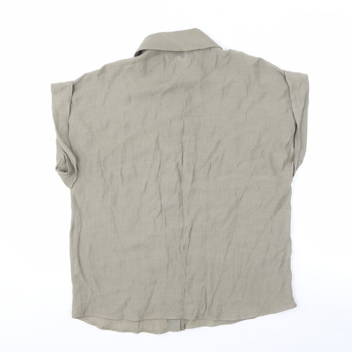 Warehouse Women's Beige Button-Up Shirt, Size 8