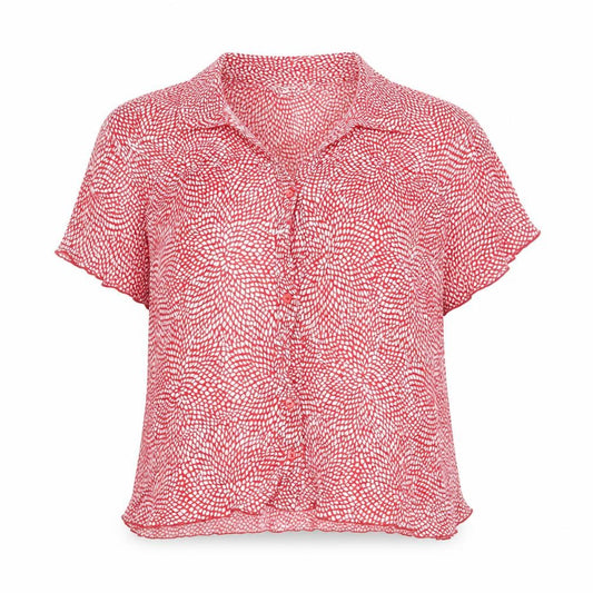 Front view of BHS Women’s Red Petite Collared Blouse, size UK 20