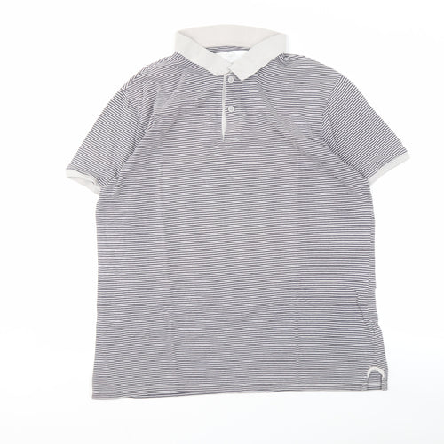Gap Men’s Grey Striped Polo Shirt L