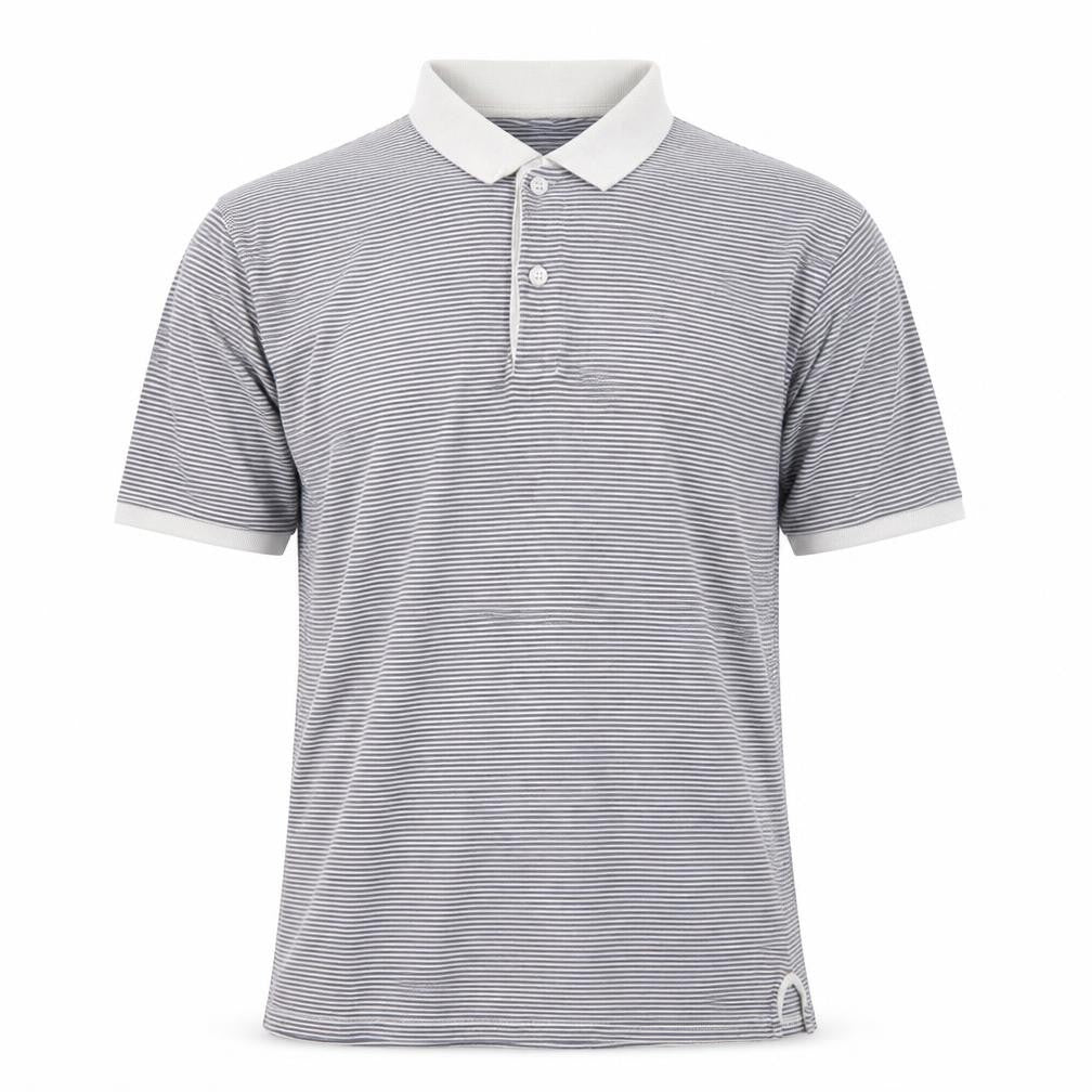 Front view of Gap Men’s Grey Striped Polo Shirt L