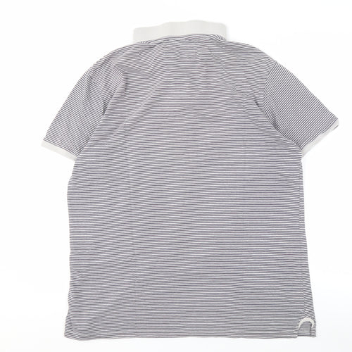 Gap Men’s Grey Striped Polo Shirt L