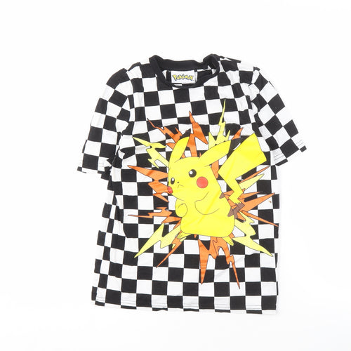 Pokémon Boys Black Check T-Shirt with Pikachu Print 9-10 Years