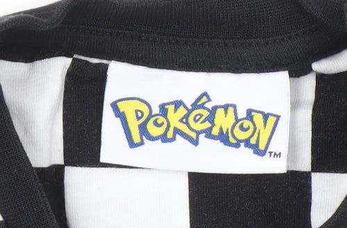 Pokémon Boys Black Check T-Shirt with Pikachu Print 9-10 Years