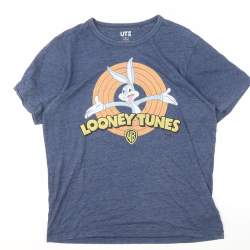 Uniqlo Men's Blue Looney Tunes Graphic T-Shirt M