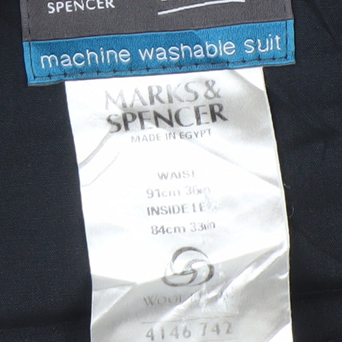 Marks and Spencer Men's Black Check Dress Pants, Size 36