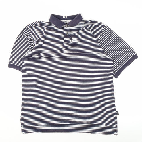 Adidas Men's Blue Striped Polo Shirt M