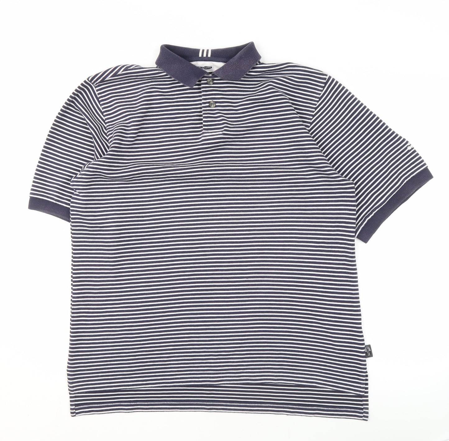 Adidas Men's Blue Striped Polo Shirt M