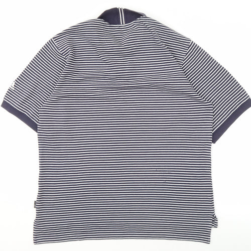 Adidas Men's Blue Striped Polo Shirt M