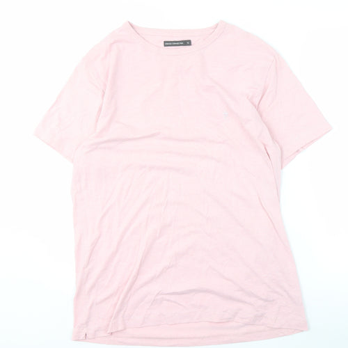 French Connection Men's Pink Solid XL Crew Neck T-Shirt